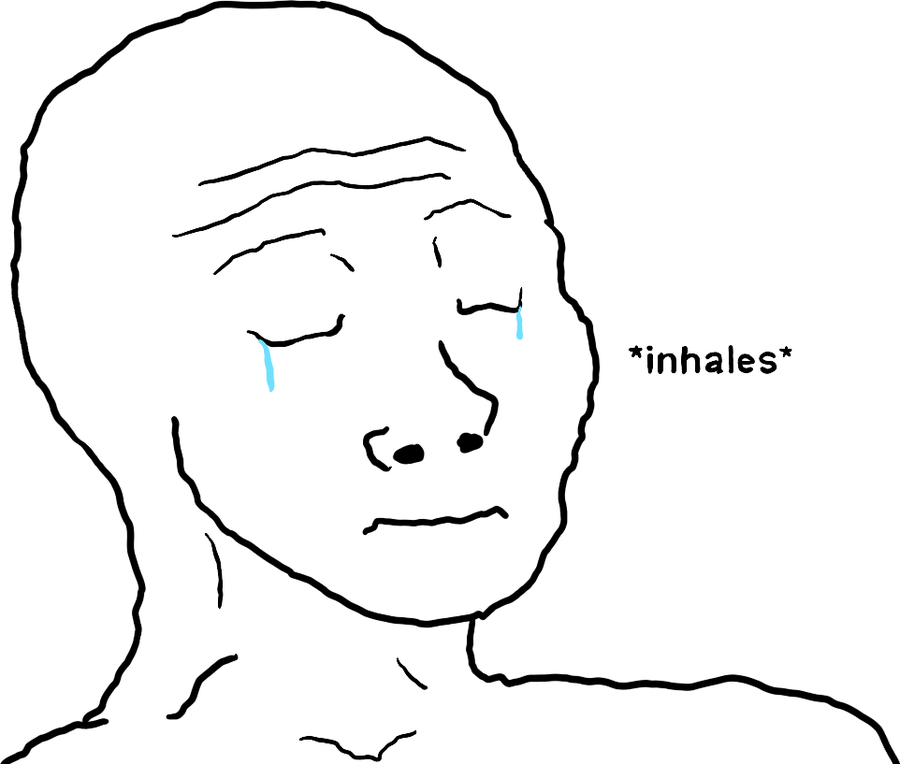 Wojak, eyes closed with a single tear: *inhales*